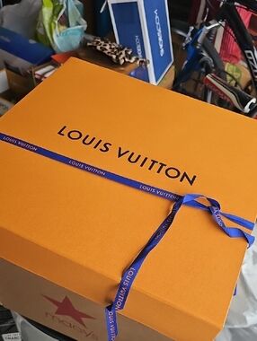 Louis Vuitton Orange Box with Royal Blue Ribbon